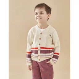 Cardigan en tricot rayé blanc