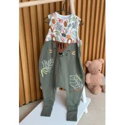 Turbulette D’été En Gaze De Coton Avec Pieds Retroussables Dumbea Kaki