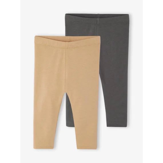 Lot de 2 leggings longs bébé fille BASICS ocre