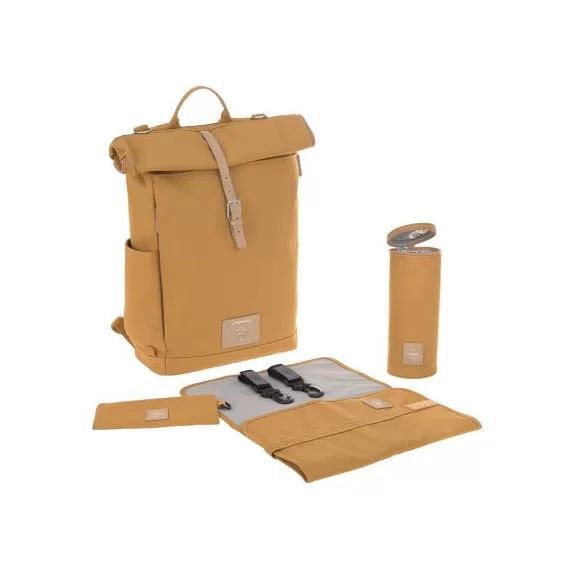 Sac à dos à langer en polyester recyclé Green label Rolltop curry