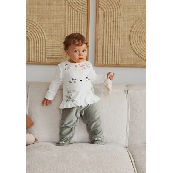 Pyjama Bébé En Velours Lily Kaki
