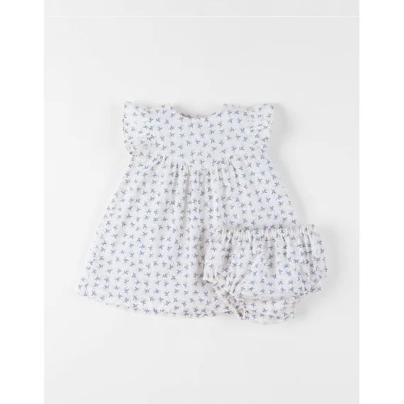 Robe Avec Bloomer Voile De Coton Blanc