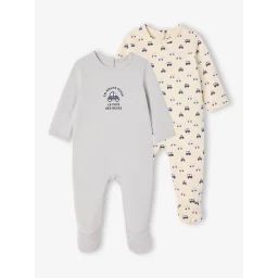 Lot de 2 dors-bien naissance en molleton voitures bleu pâle