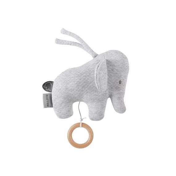 Peluche musicale à suspendre Tembo l&rsquo;éléphant gris (22 cm)