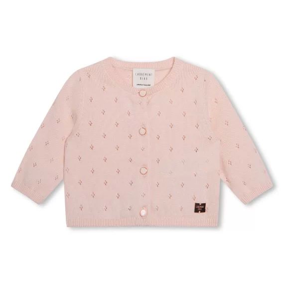 Cardigan boutonné en tricot Fille Rose