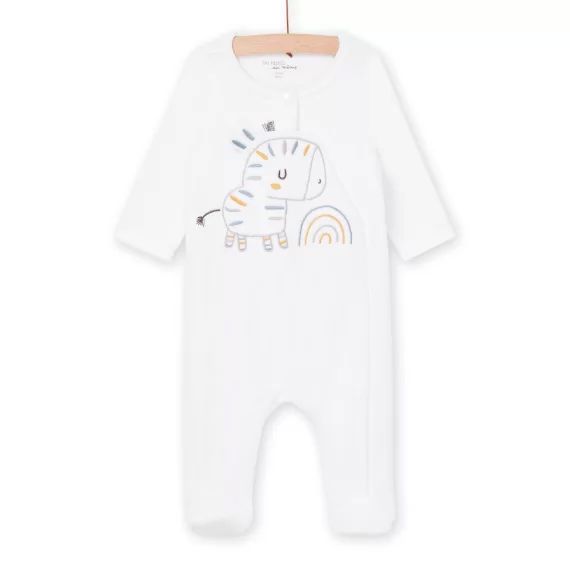 Grenouillère À Motif Zèbre – Blanc