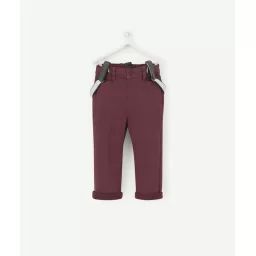 Pantalon chino bébé garçon prune avec bretelles –  – Soldes