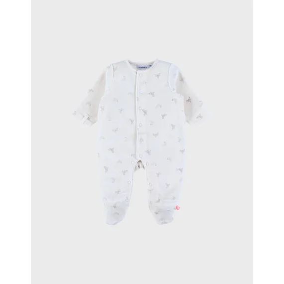 Pyjama Bébé En Velours Imprimé Phoque Ecru