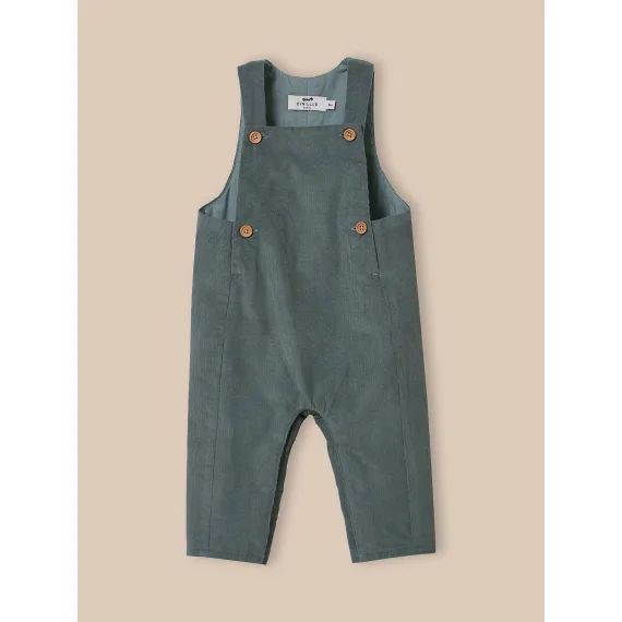 Salopette Ouatinée En Velours Bleu Vert