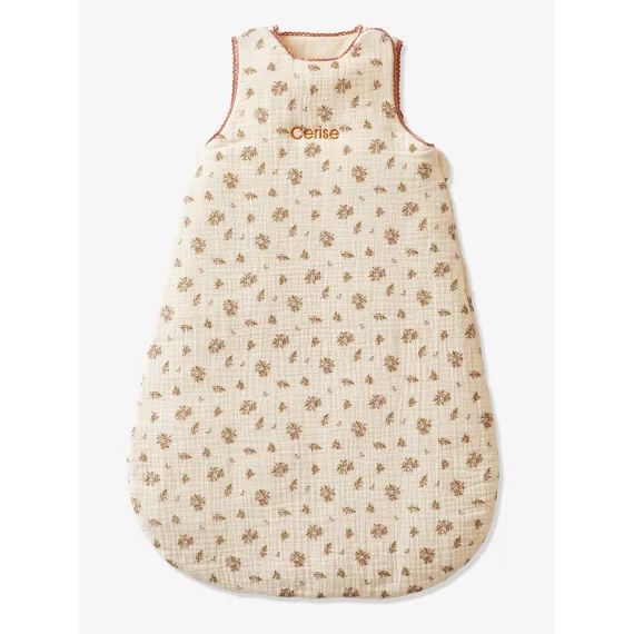 Gigoteuse sans manches en gaze de coton personnalisable GRENIER écru / multicolore