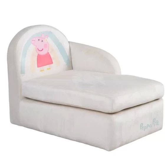 ROBA Canapé Bébé en Velours Peppa Pig – Assise Confortable avec Accoudoir Latéral et Dossier – Beige / Motif Truie beige