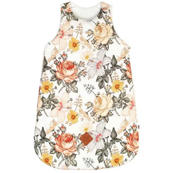 Gigoteuse Sans Manches En Coton Néo Vintage Blanc Imprimé Floral