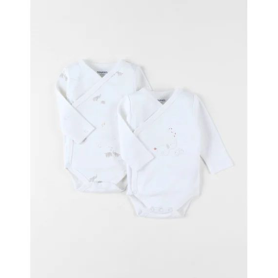 Set 2 Bodys Croisés Jersey Bio Ecru