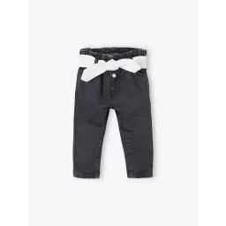 Jean bébé avec ceinture en broderie anglaise denim gris