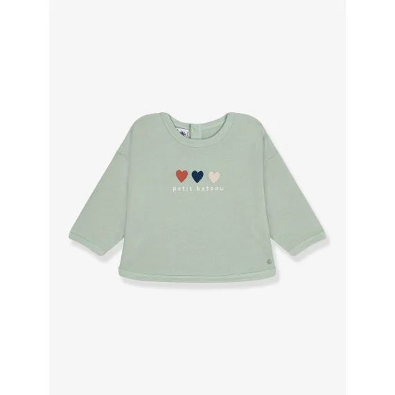 Sweat coeur fille PETIT BATEAU vert amande