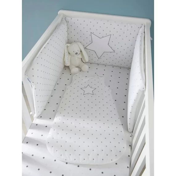 Tour de lit PLUIE D&rsquo;ETOILES blanc