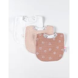 Set de 3 bavoirs imprimé léopard beige