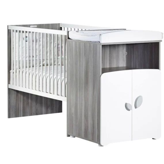 Lit combiné évolutif 120×60 en 90×190 en bois gris gris