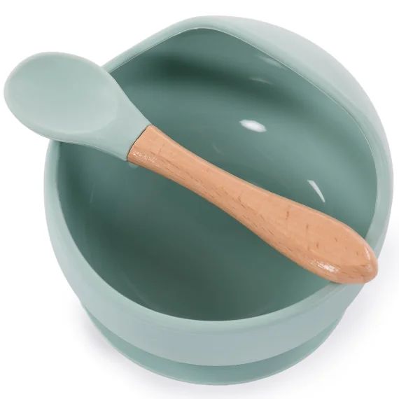 Bol ventouse et cuillère bleu