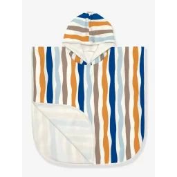 Poncho de plage anti-UV Lässsig rayé blanc