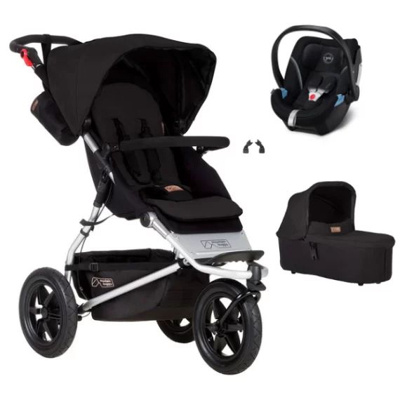 Poussette Mountain Buggy Urban Jungle + Nacelle Plus – Black + Coque Cybex Aton 5 – Deep Black