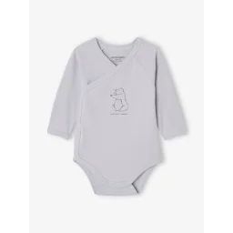 Lot 2 bodies manches longues bébé ouverture naissance en coton bio bleu pâle