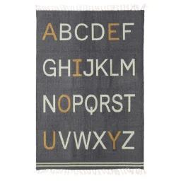 Tapis Enfant En Coton Alphabet Gris