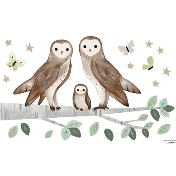 Planche de stickers M Famille Chouette (64 x 90 cm)