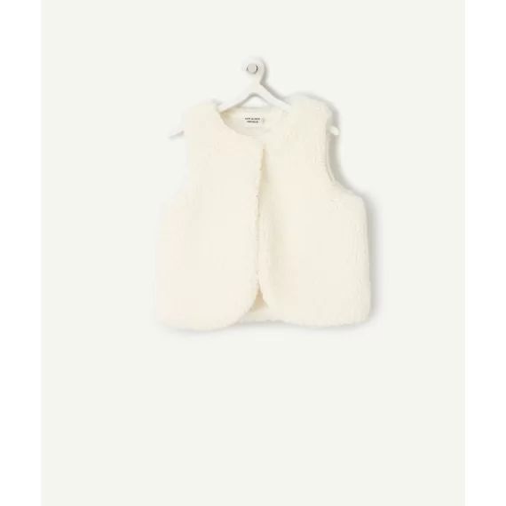 Gilet sans manches bébé fille en rembourrage recyclé écru