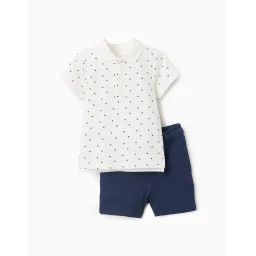 T-shirt-polo À Pois + Short Blanc