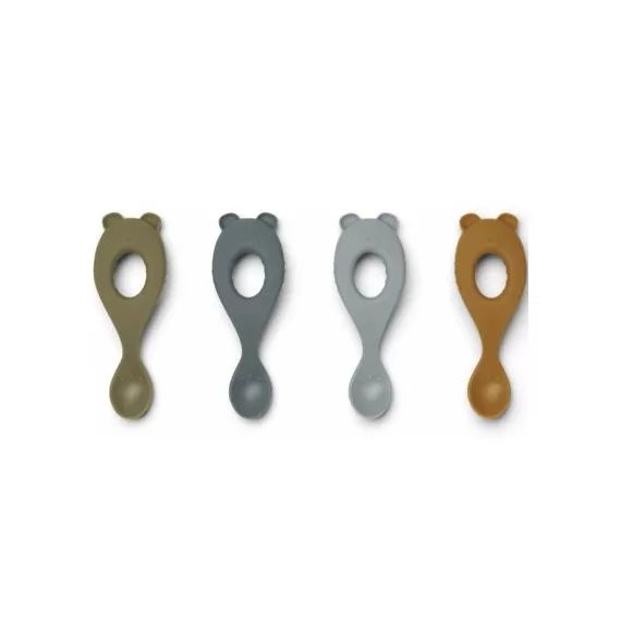 Lot de 4 cuillères en silicone ours Liva Blue multi mix