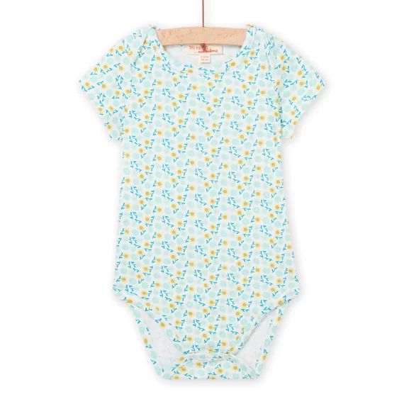 Body Écru, Bleu Et Jaune Bébé Fille