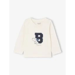 T-shirt bébé manches longues imprimé devant écru