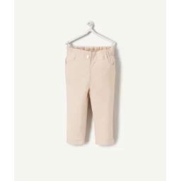 Pantalon relax bébé fille en velours rose poudré