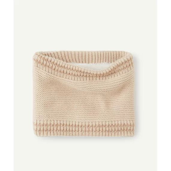 Snood maille bébé fille en fibres recyclées beige avec liserés pailletés