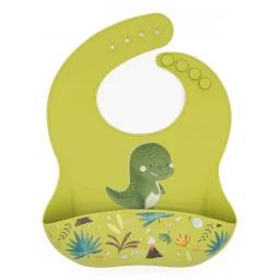Bavoir Récupérateur En Silicone Animaux Vert