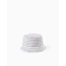 Chapeau En Sergé À Rayures Avec Bandes Latérales Beige Clair