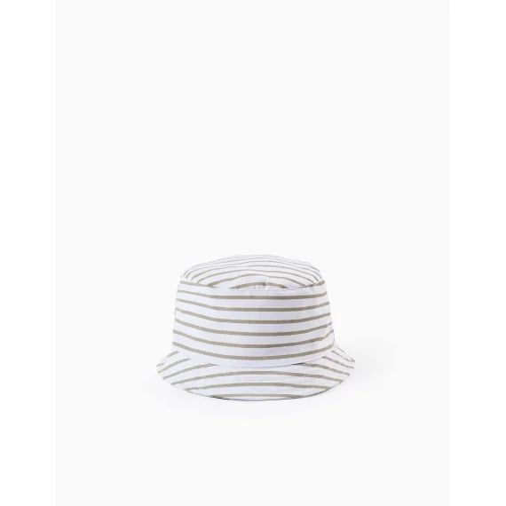 Chapeau En Sergé À Rayures Avec Bandes Latérales Beige Clair