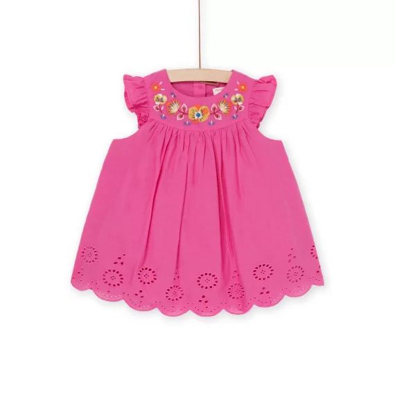 Robe Grenadine À Manches Volantées – Rose