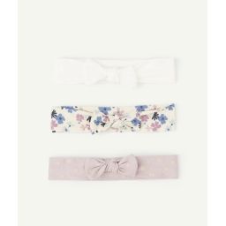 Lot de 3 bandeaux bébé fille en coton avec noeuds imprimés et unis –  – Soldes