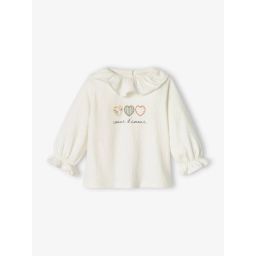T-shirt coeurs bébé manches longues écru