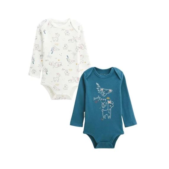 Lot De 2 Bodies Bébé Manches Longues Lovely Safari Bleu