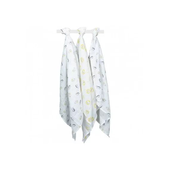 Lot de 3 langes en coton bio Pluche et Pompon (70 x 70 cm)