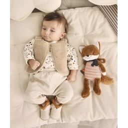 Pantalon sarouel bébé garçon beige avec bretelles –  – Soldes