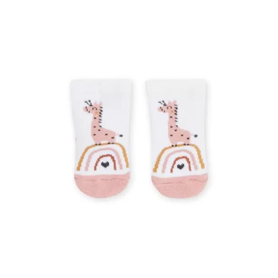 Chaussettes Blanc Et Rose À Motifs Girafe Et Arc-en-ciel