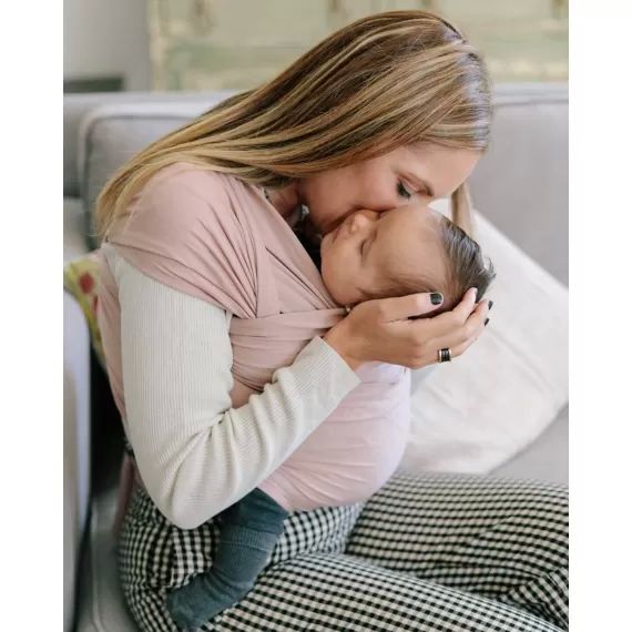 Echarpe de portage à nouer bébé extensible et hypoallergénique Rosé