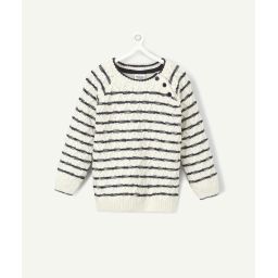 Le pull en tricot rayé avec boutons –  – Soldes