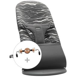 Transat avec Arche de jeu – Gris anthracite/Imprimé paysage / Coton / Gris foncé / Yeux espiègles Noir Et Blanc