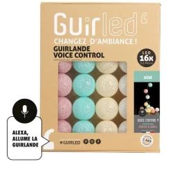 Guirlande lumineuse wifi boules coton LED USB – Commande Vocale – Maison connectée – Amazon Alexa & Google Assistant –  16 boules 1, rose