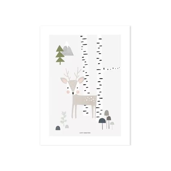 Affiche renne In the Woods (30 x 40 cm)